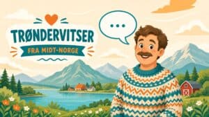 Illustrasjon av morsomme trøndervitser fra midt-Norge
